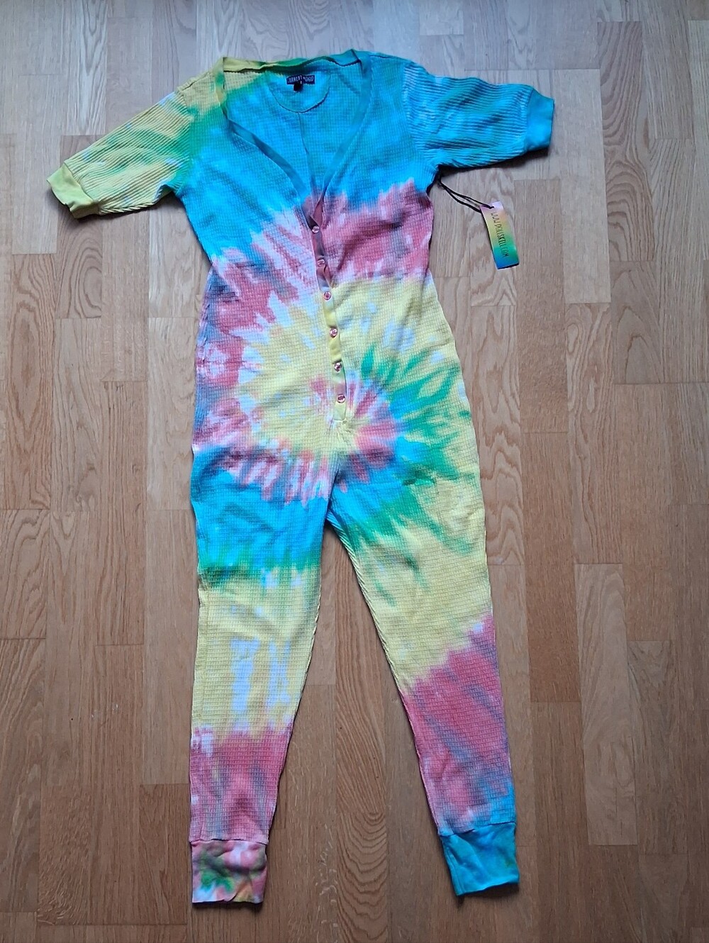 Dolls Kill Multicolor Tie-Dye Ribbed Button Front Jumpsuit